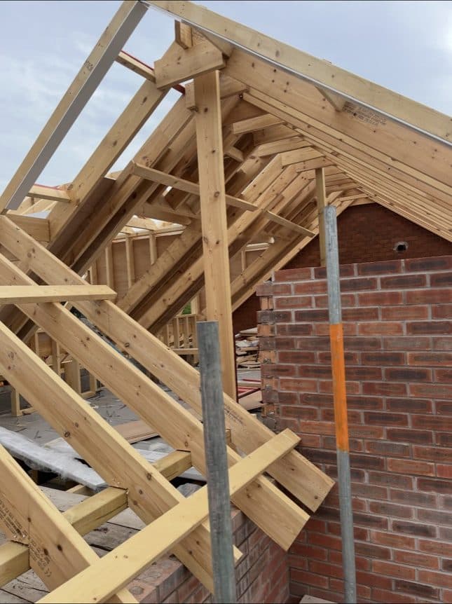 Roof framing on site at Langdale Mews