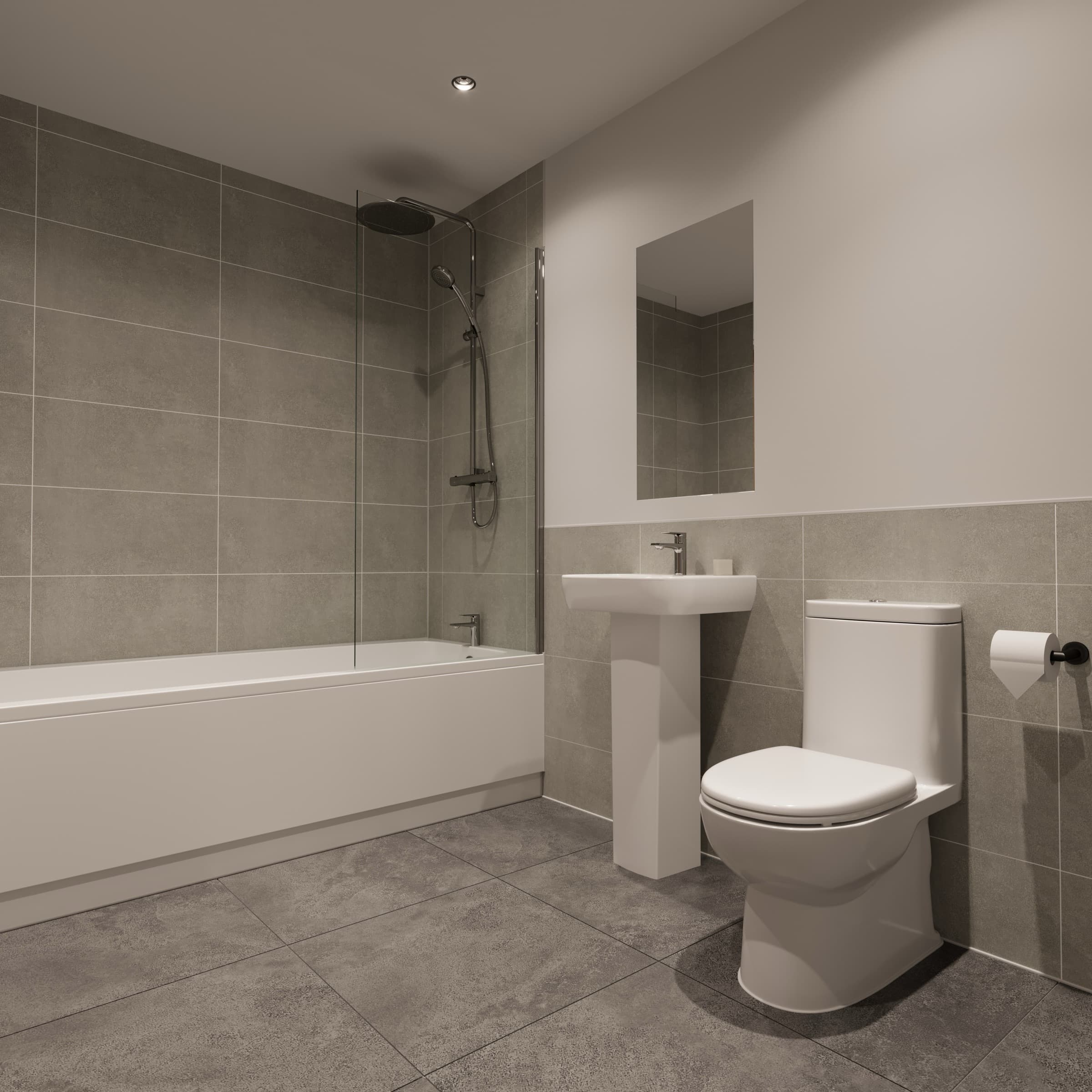 One bedroom apartment bathroom at The Old Bakery