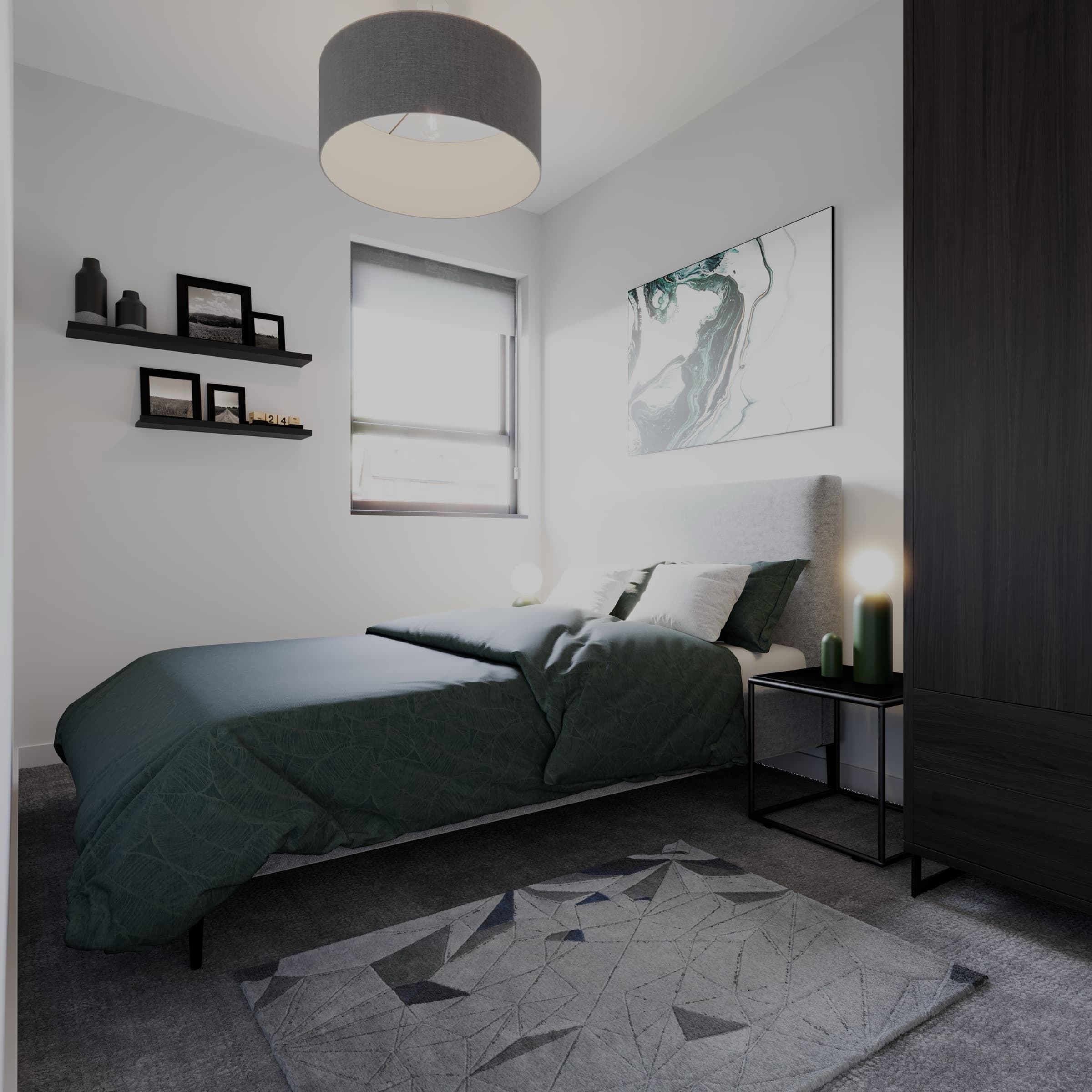 Two bedroom apartment bedroom at The Old Bakery