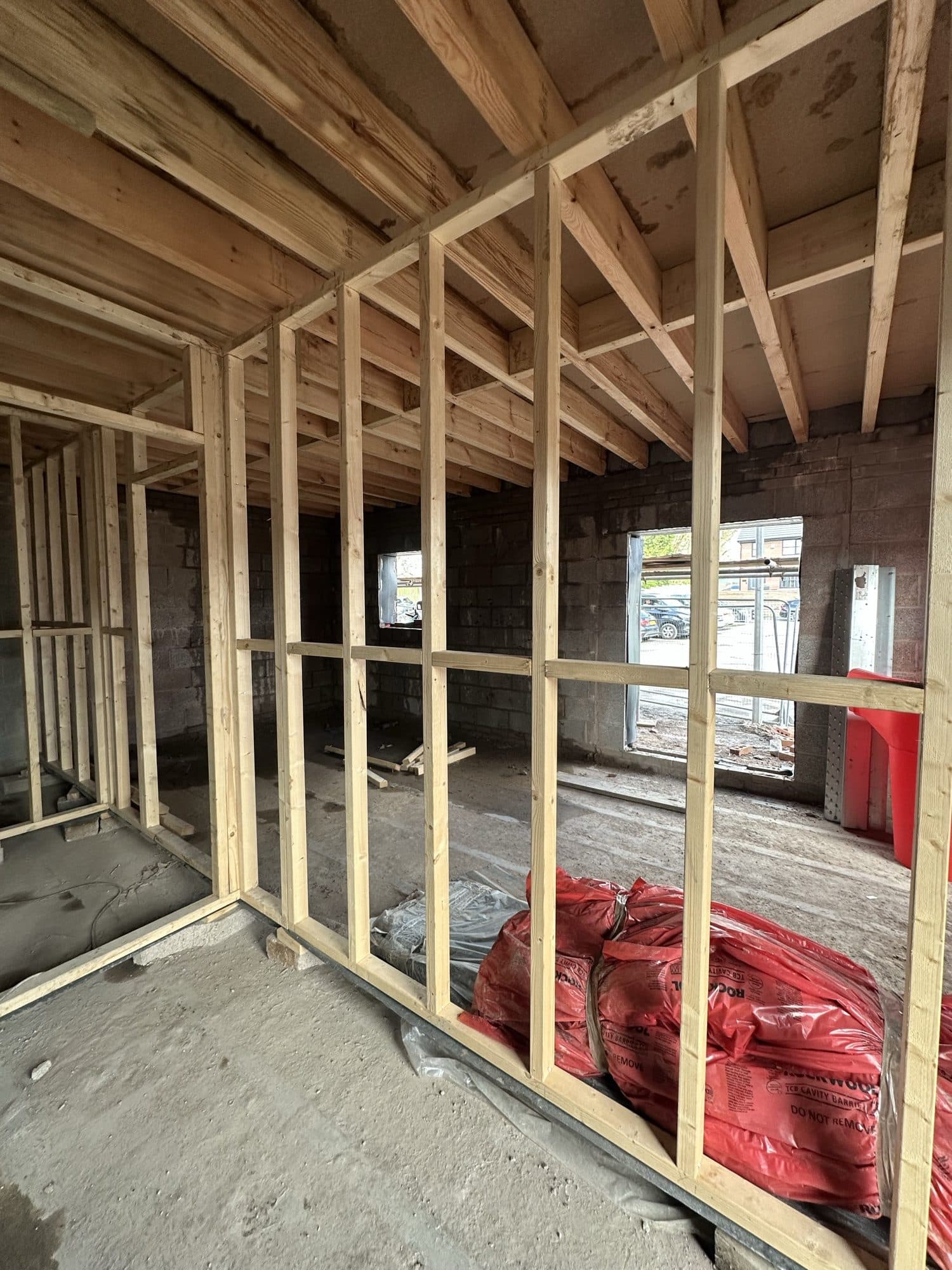Framing and window openings at The Old Bakery