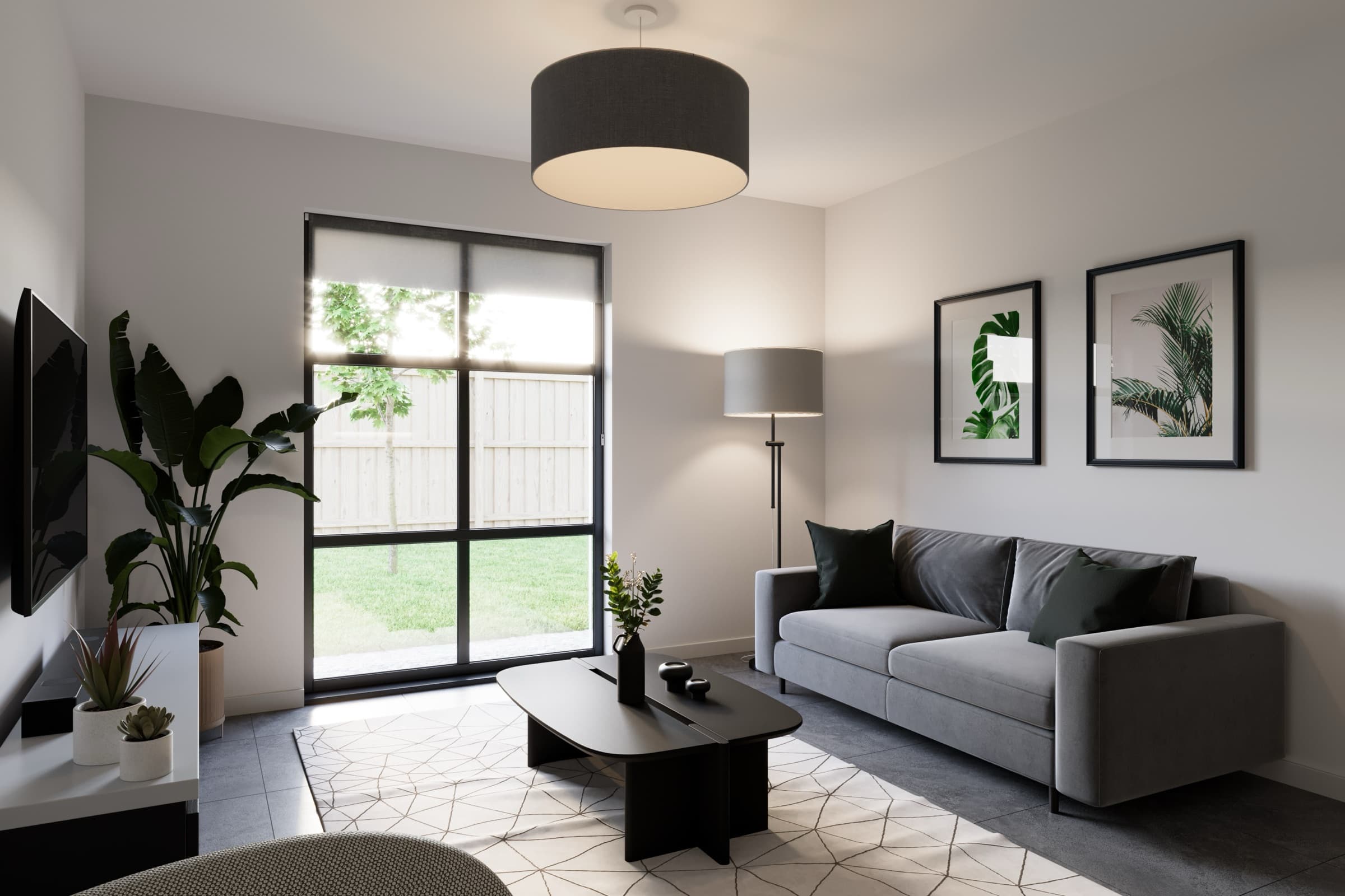 One bedroom apartment living space at The Old Bakery